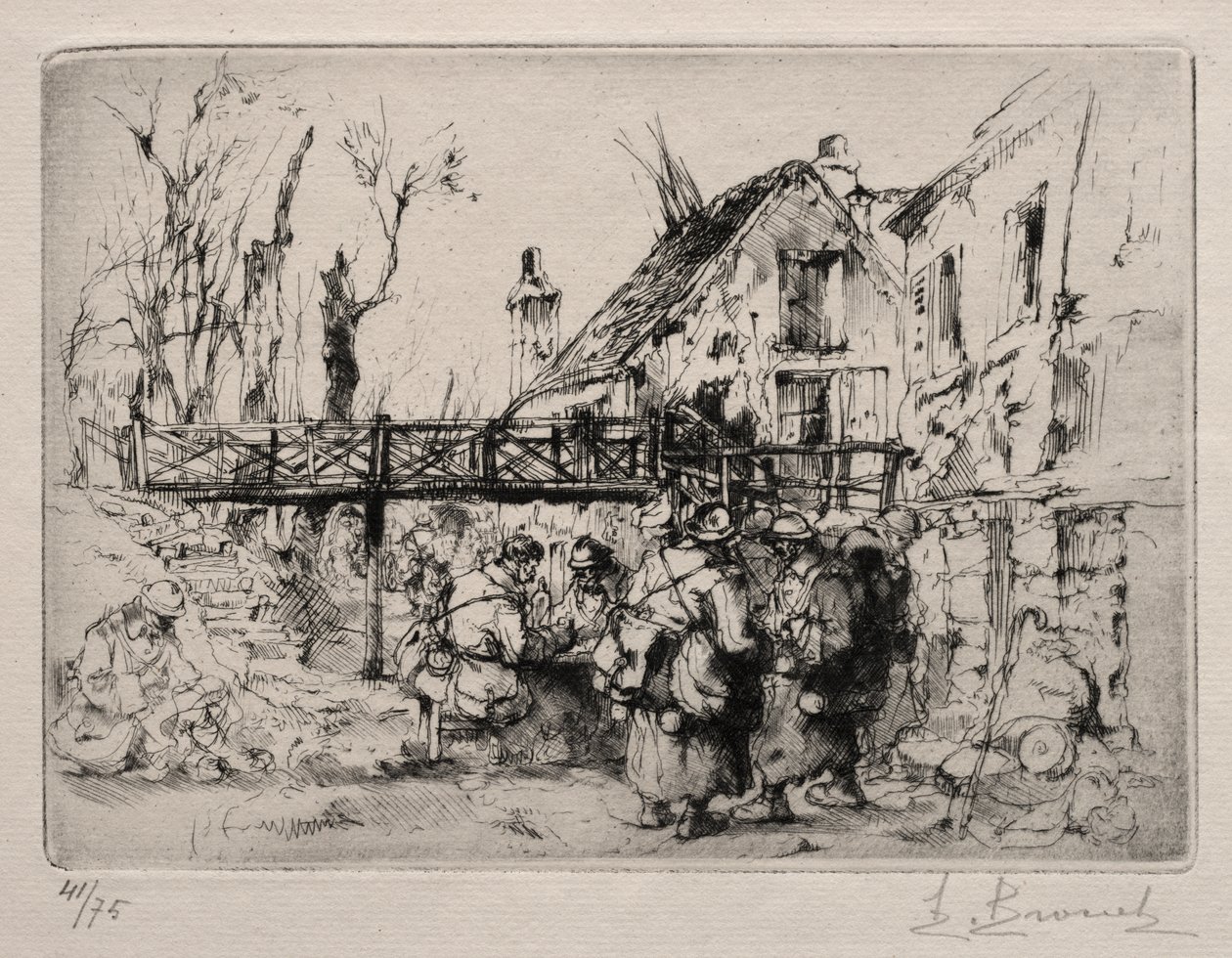 Postój w wiosce autorstwa Auguste Brouet