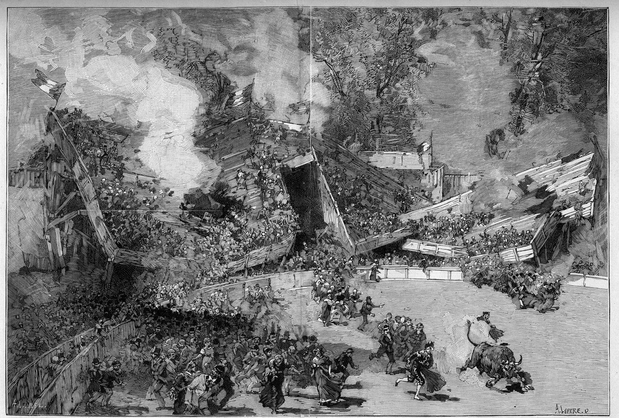 Katastrofa arenes du Prado w Marsylii autorstwa Auguste Lepere