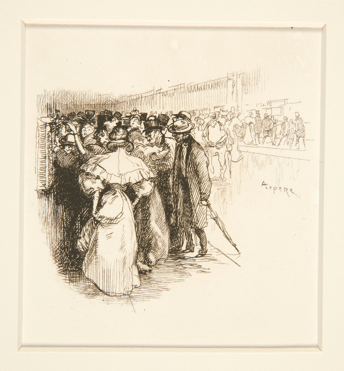 Tłum w okienku biletowym (?) autorstwa Auguste Lepere