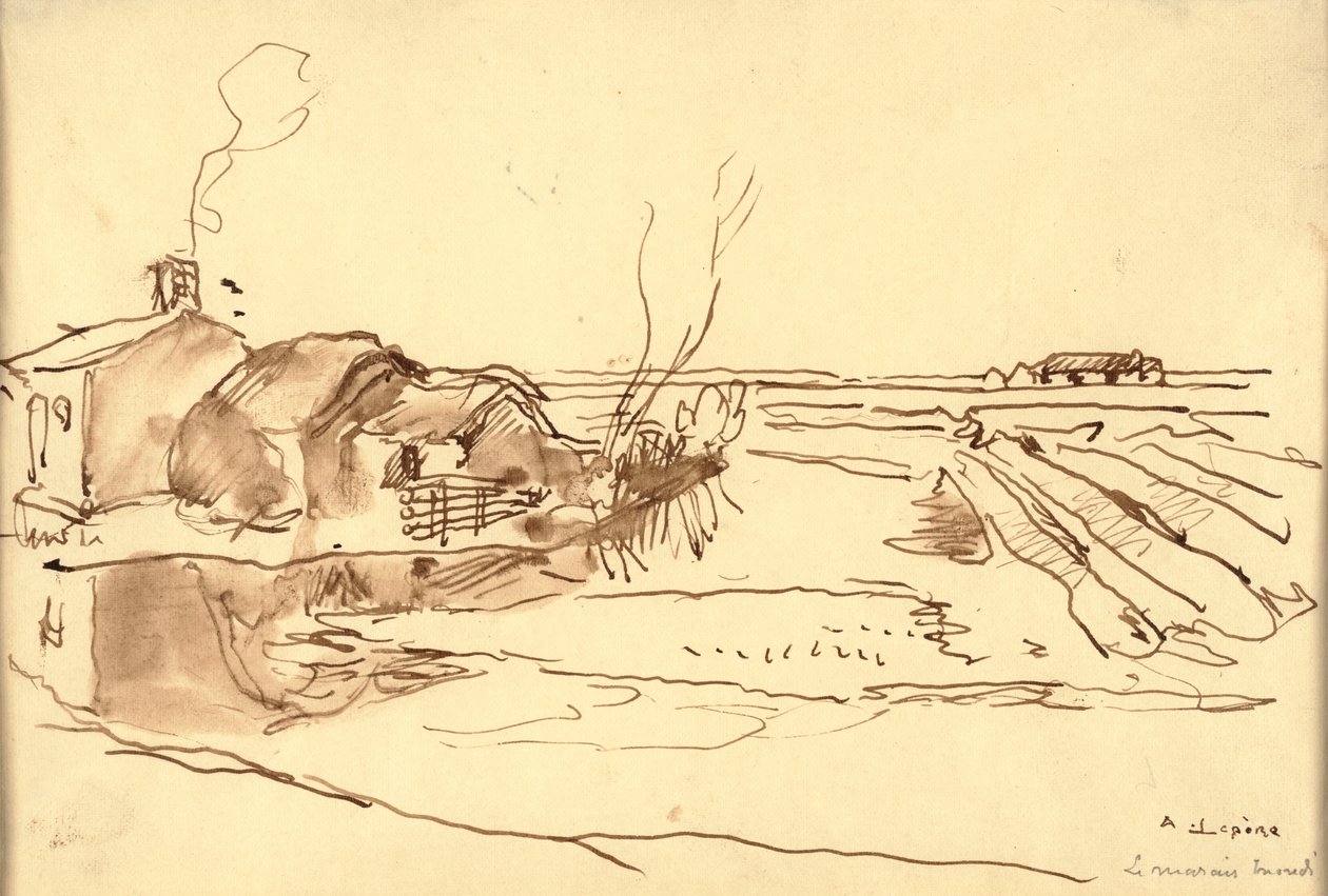 Krajobraz (tusz na papierze) autorstwa Auguste Lepere