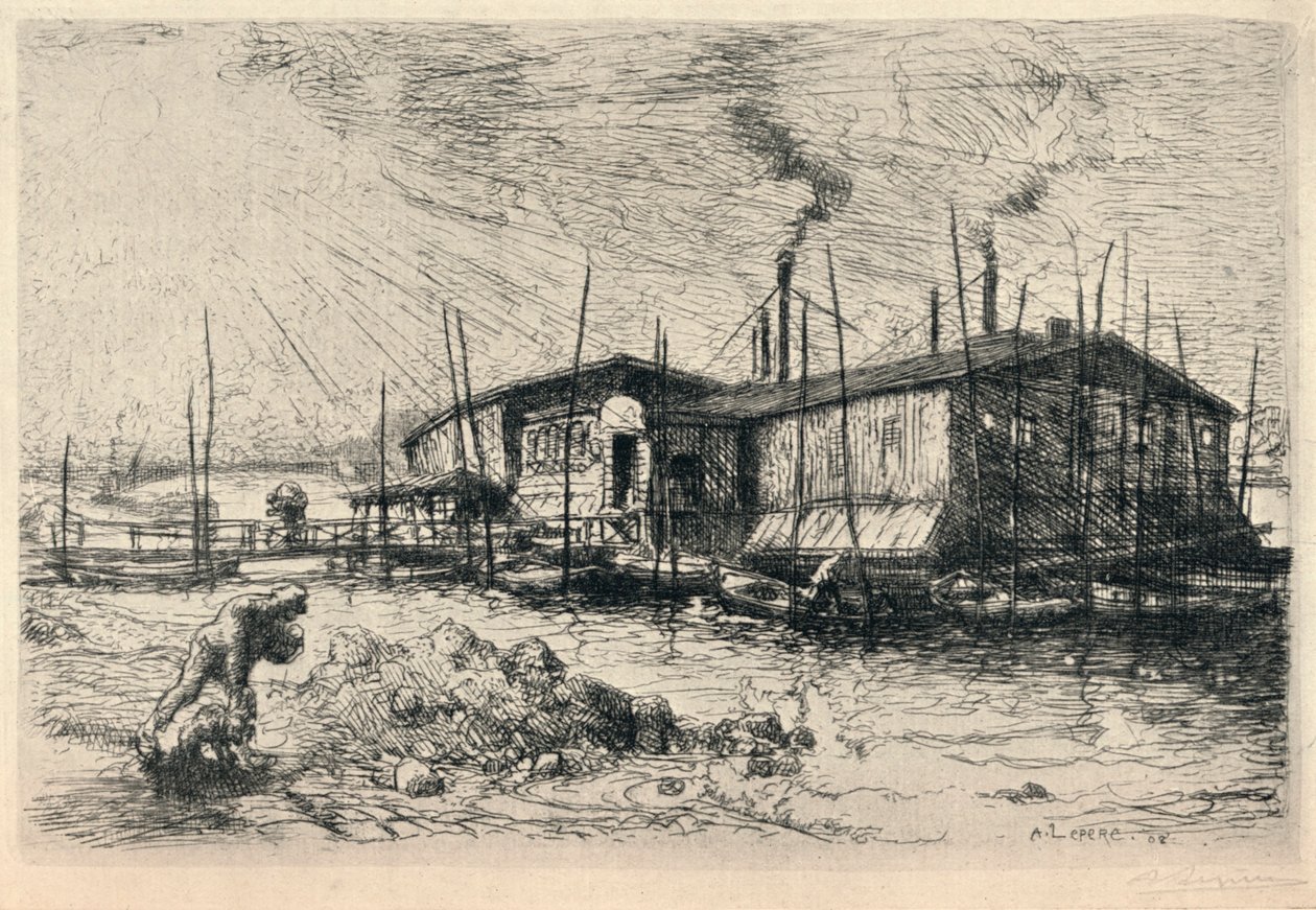 Stare pralki w Grenelle, 1915 autorstwa Auguste Louis Lepère