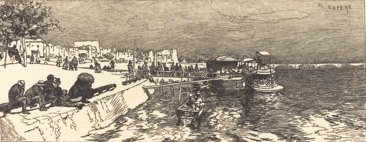 Molo w Bercy Embarcadere a Bercy, 1890. autorstwa Auguste Lepere