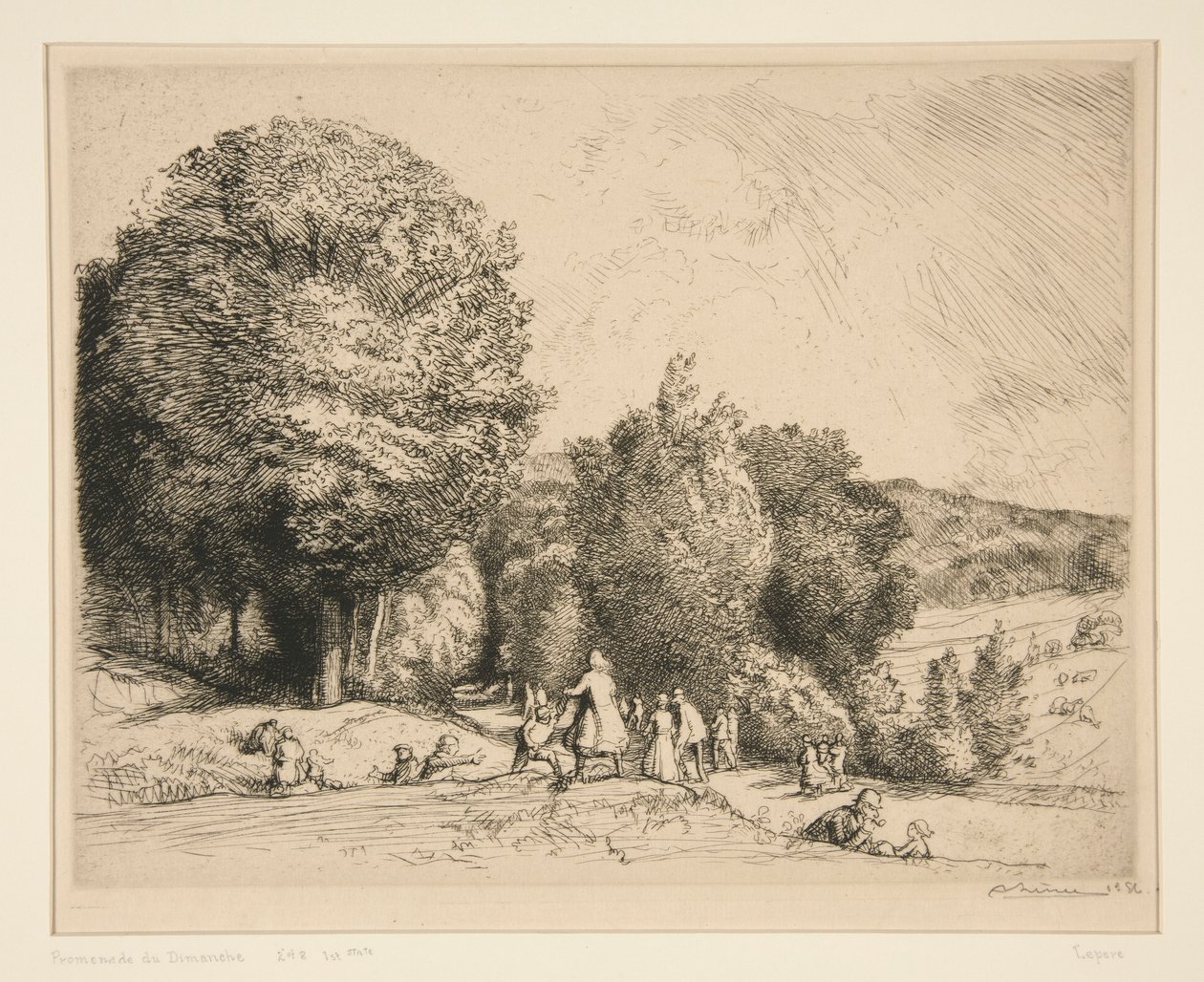 Niedzielny spacer (Cr?c?sur-le-Grand) (Niedzielny spacer [Crecoeur-le-Grand]) autorstwa Auguste Lepere