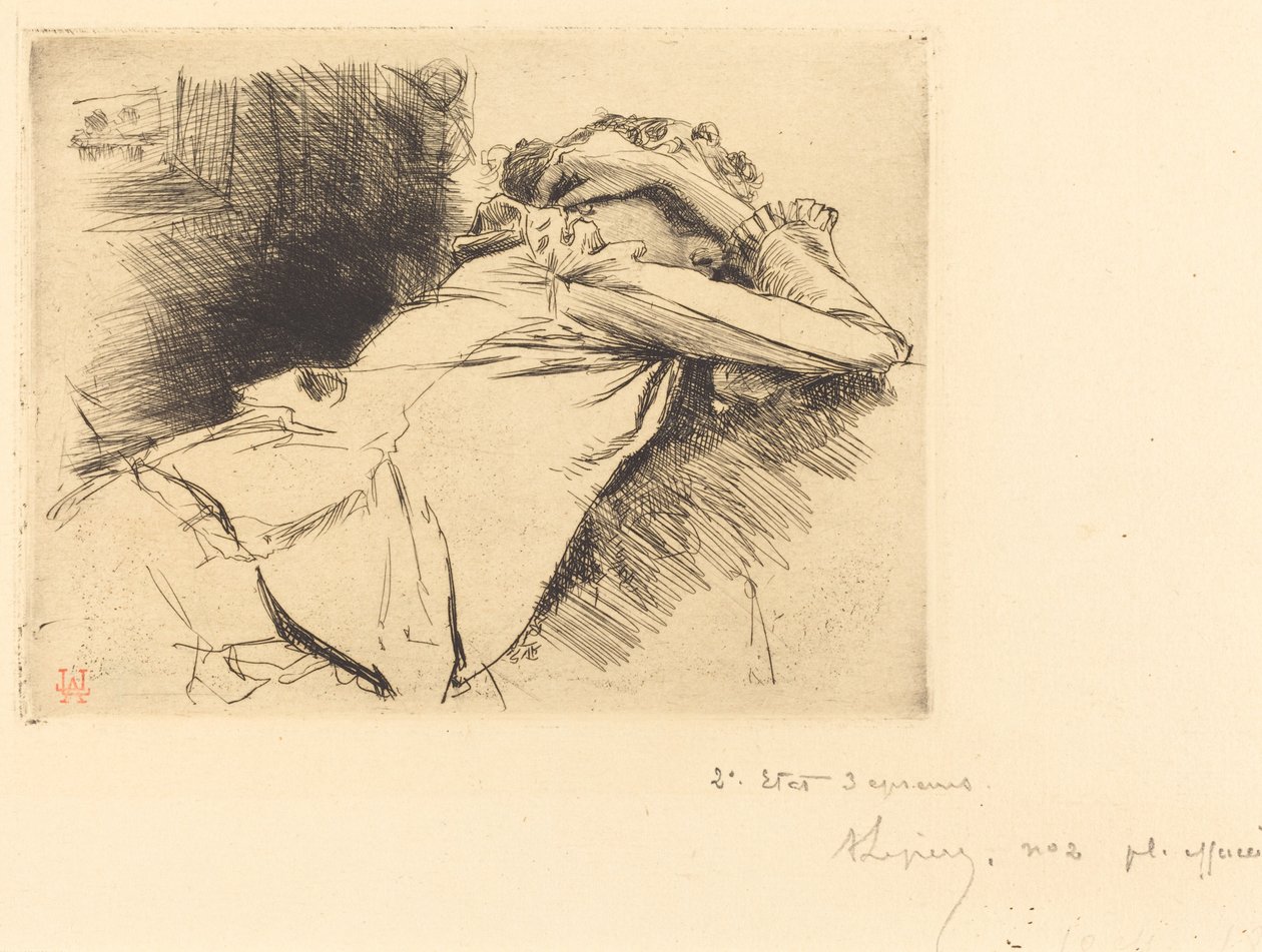 Leżąca kobieta śpi (Femme couchee sommeillant) autorstwa Auguste Lepere