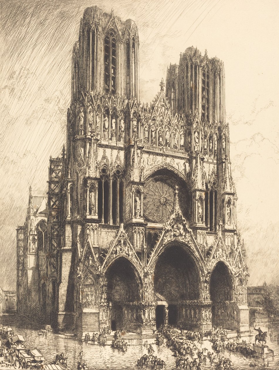 Katedra w Reims Cathedrale de Reims, 1911. autorstwa Auguste Lepere