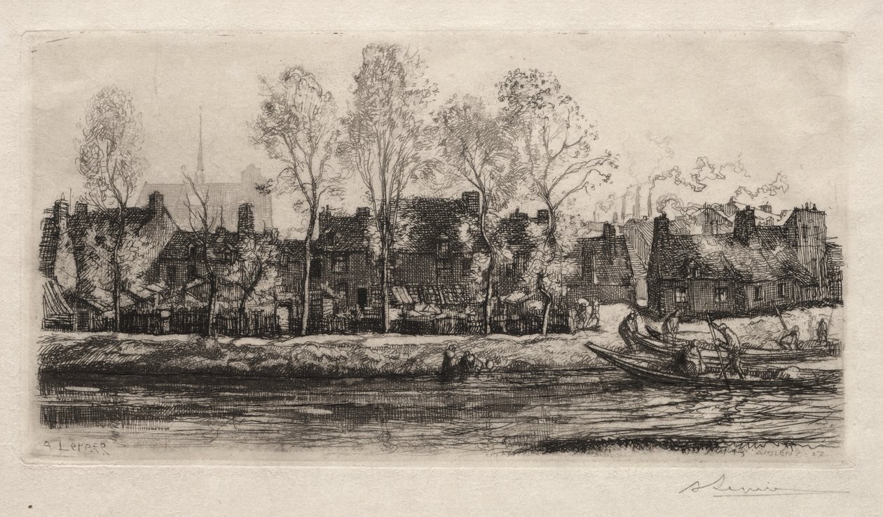 Amiens, brzegi Sommy autorstwa Auguste Louis Lepère