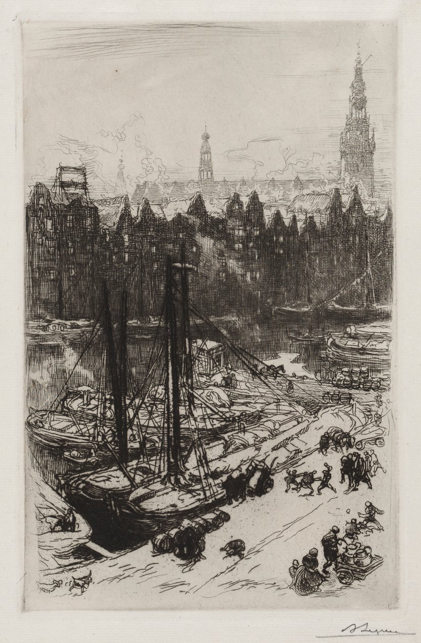 Amsterdam, widok na hotel Victoria. autorstwa Auguste Louis Lepère