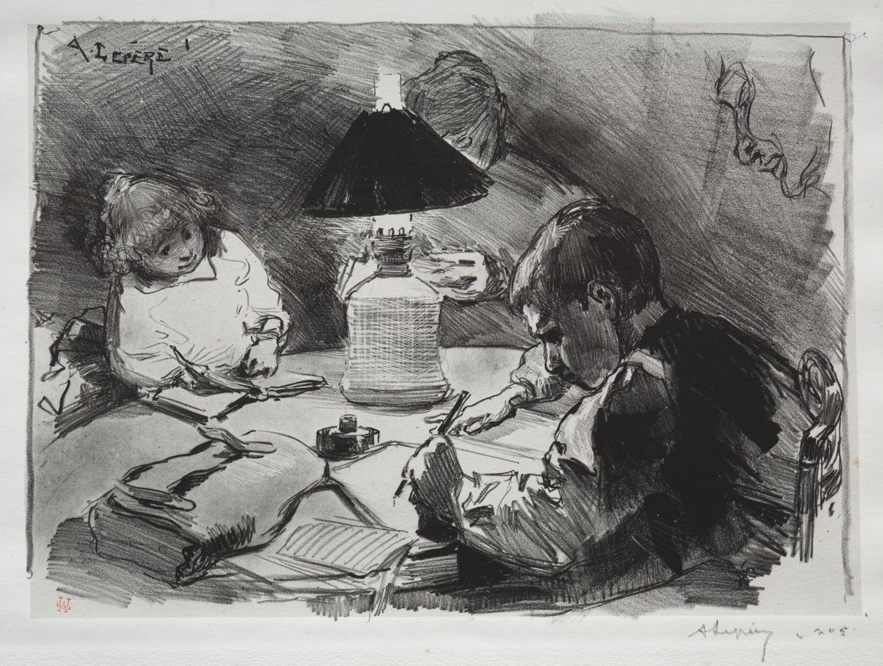Wokół lampy, 1891. autorstwa Auguste Louis Lepère