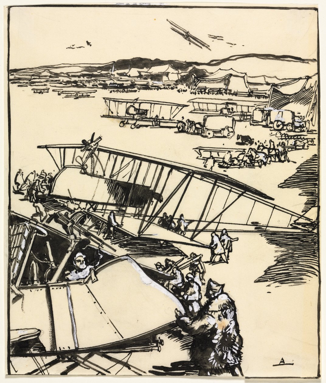Samoloty spoczywające na ziemi, 1914. autorstwa Auguste Louis Lepère