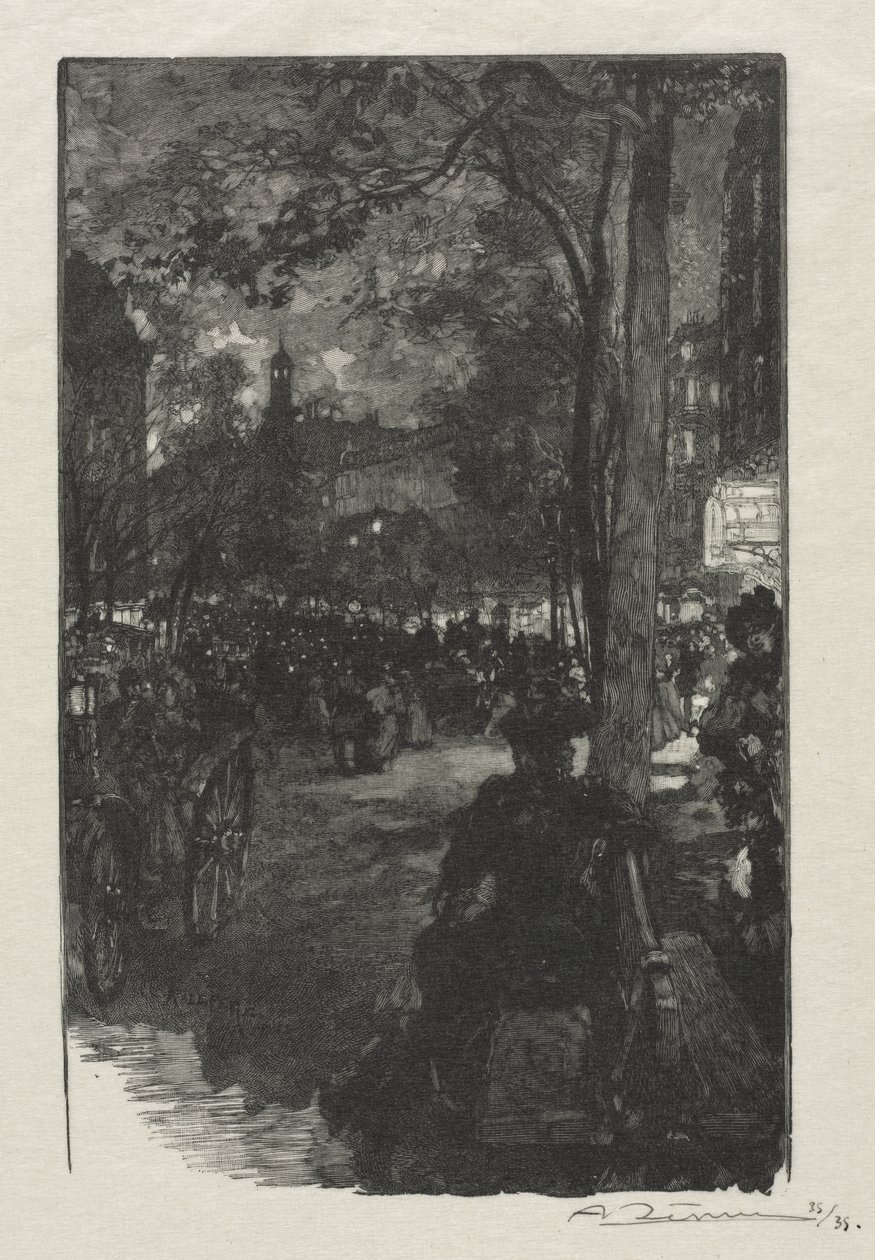Boulevard Montmartre, wieczór autorstwa Auguste Louis Lepère
