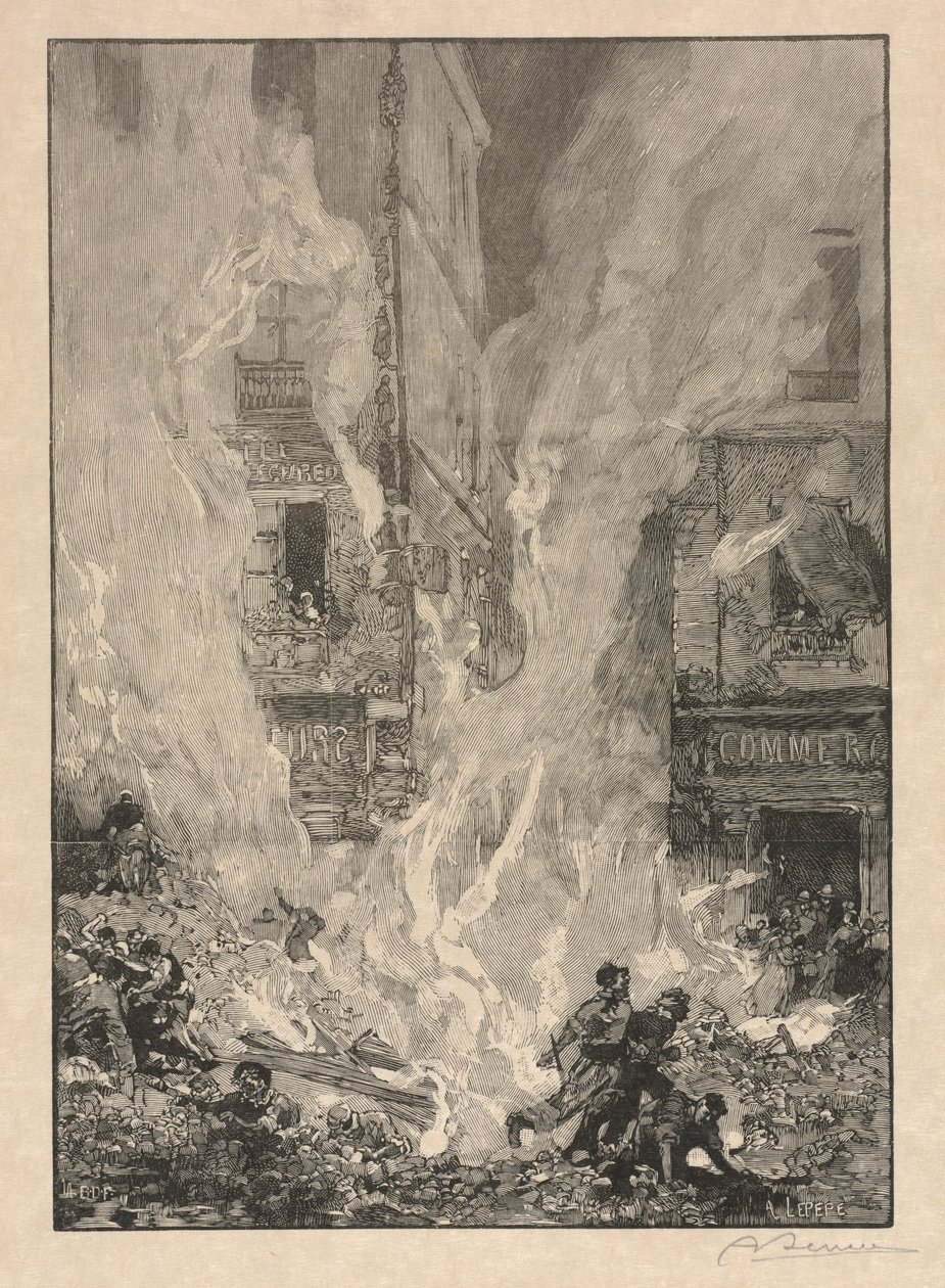 [Pożar miasta]. autorstwa Auguste Louis Lepère