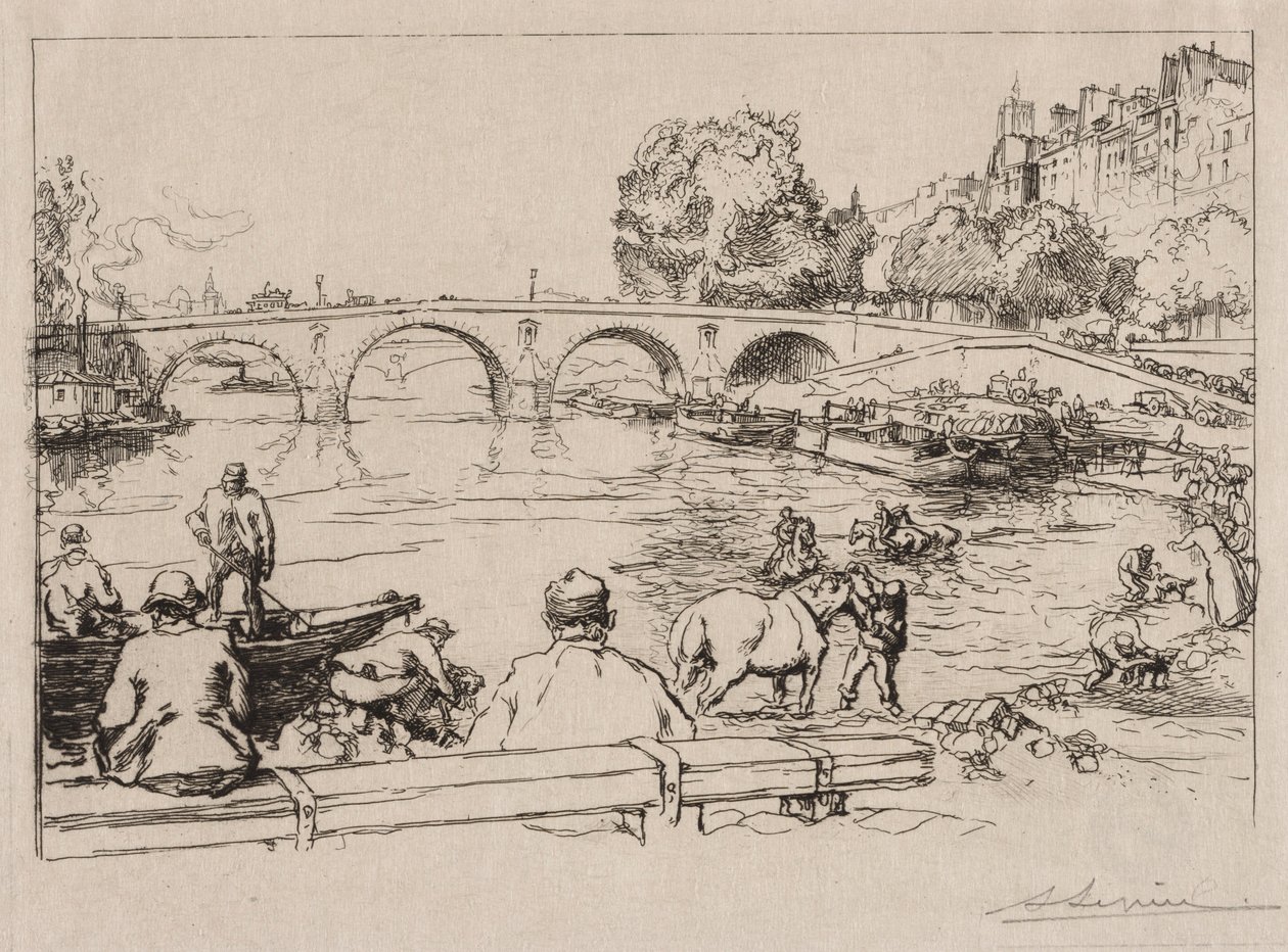Kąpielisko w Pont Marie, 1912. autorstwa Auguste Louis Lepère