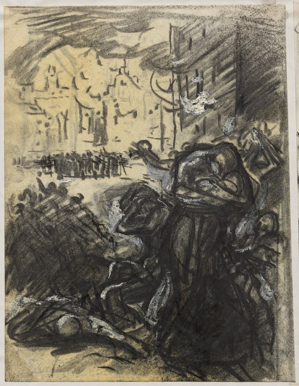 Ogień Louvain autorstwa Auguste Louis Lepère