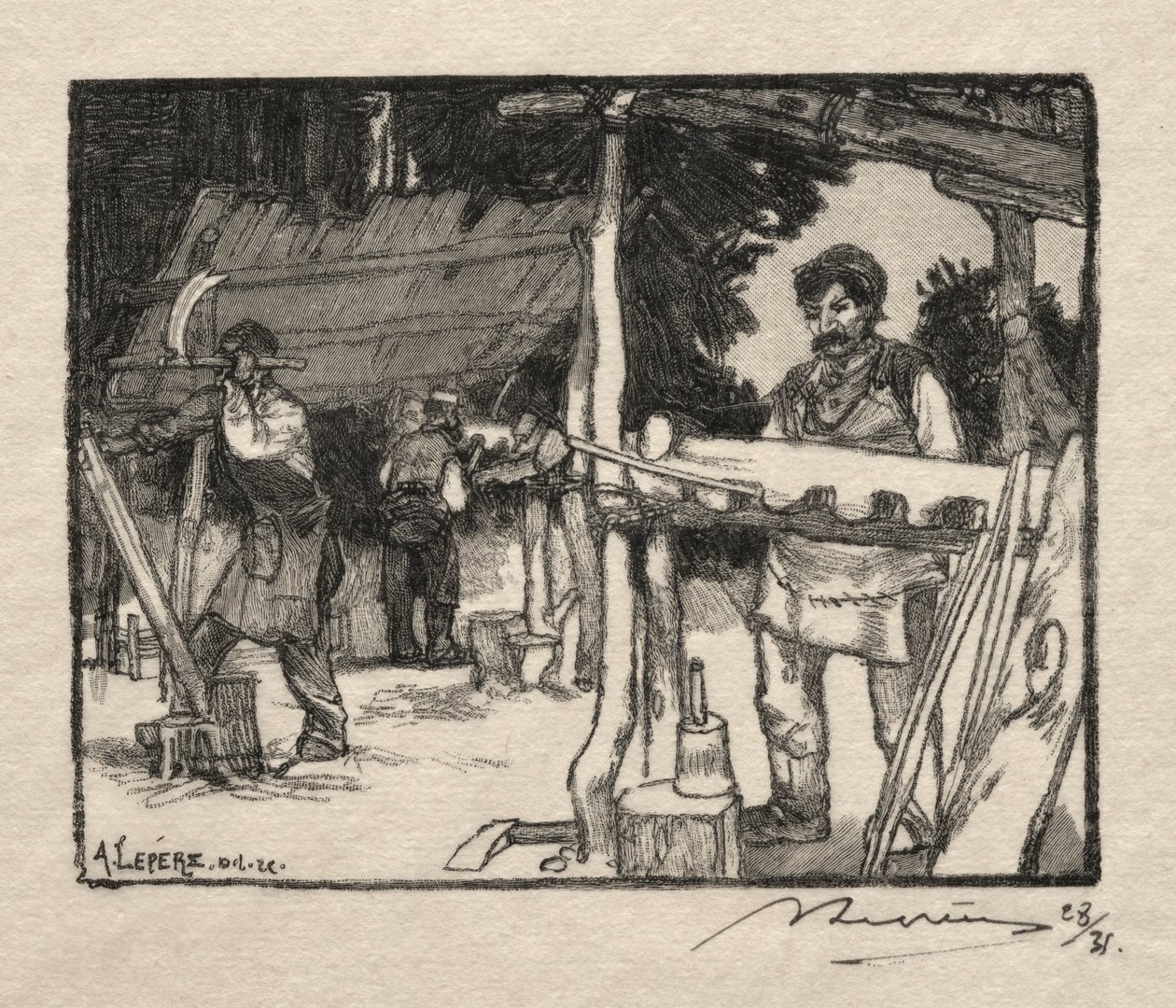 Producent listew, 1889. autorstwa Auguste Louis Lepère