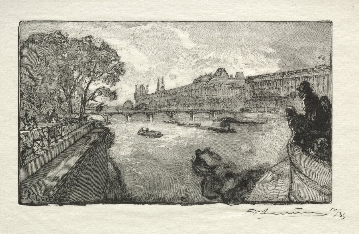 Luwr widziany z mostu Pont Neuf autorstwa Auguste Louis Lepère