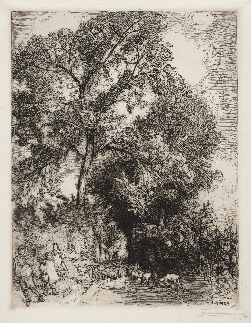 Powrót stada, Crèvecoeur autorstwa Auguste Louis Lepère