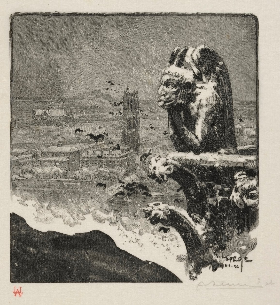 Stryge of Notre Dame, 1890. autorstwa Auguste Louis Lepère
