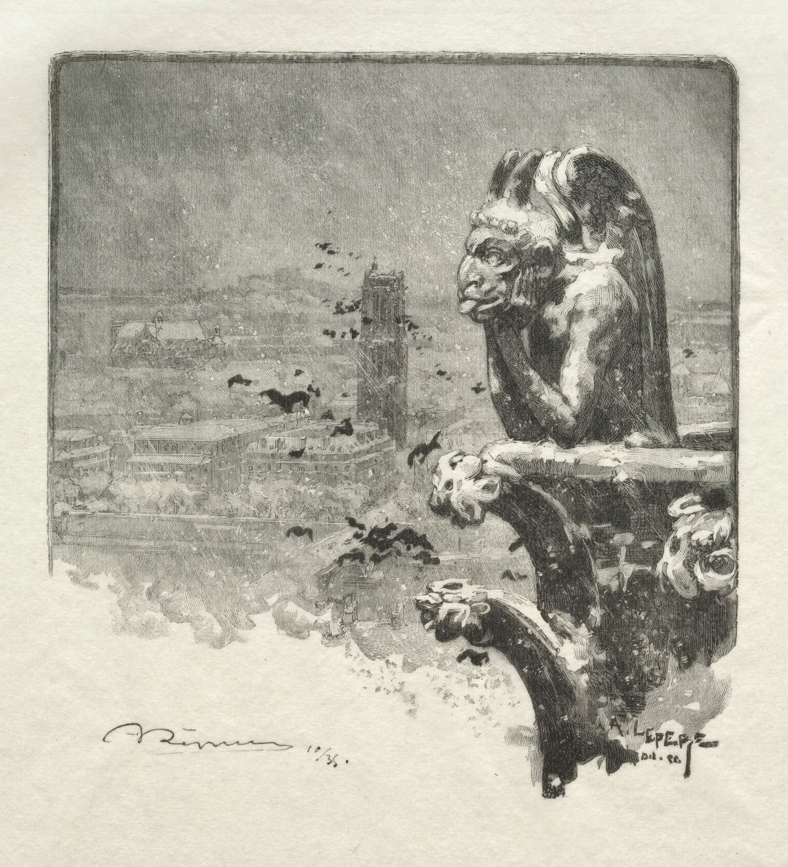 Stryge of Notre Dame, 1890. autorstwa Auguste Louis Lepère