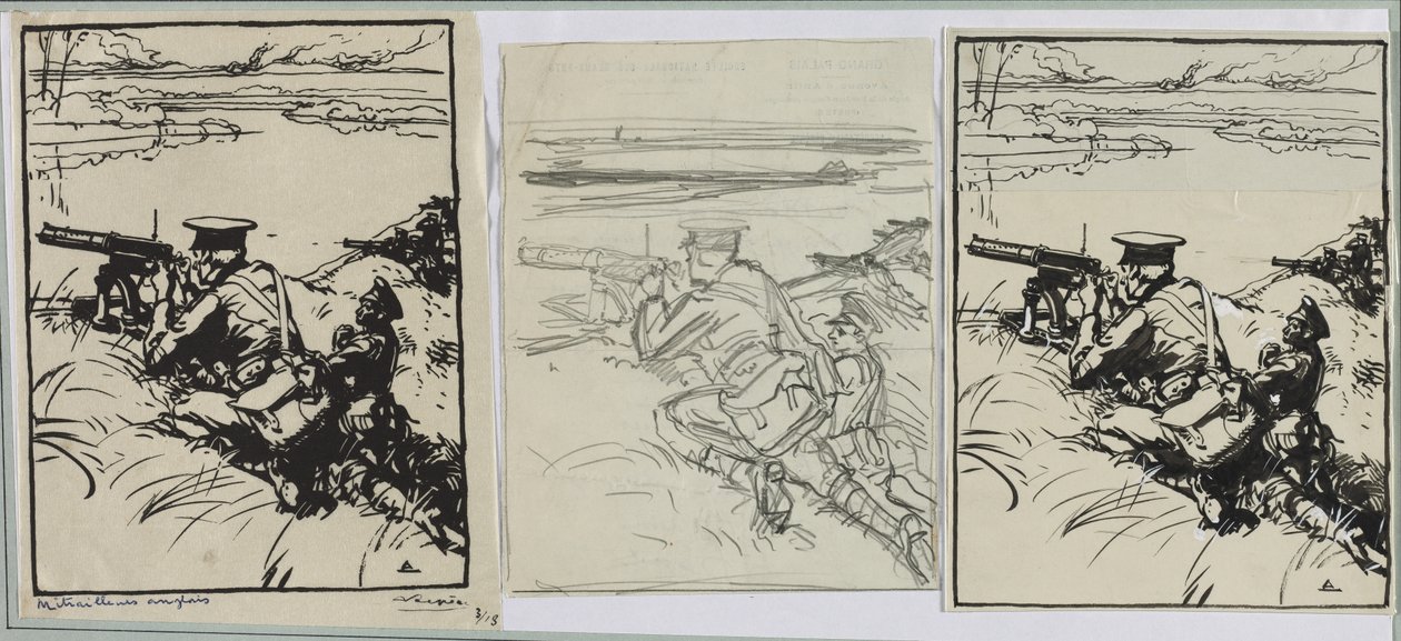 Angielscy strzelcy maszynowi, 1914 r. autorstwa Auguste Louis Lepère