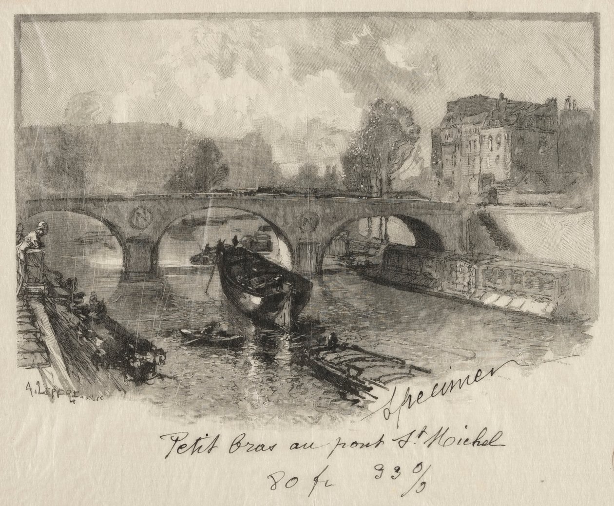 Mała ręka w Pont St. Michel autorstwa Auguste Louis Lepère