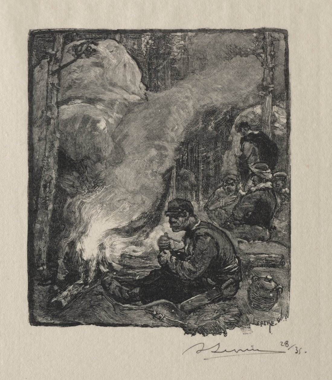 Posiłek drwali, 1887. autorstwa Auguste Louis Lepère