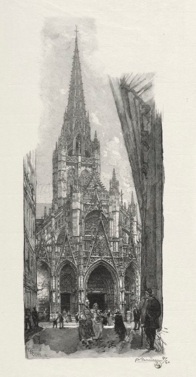 Ilustrowany Rouen: Kościół Saint Maclon, 1896. autorstwa Auguste Louis Lepère
