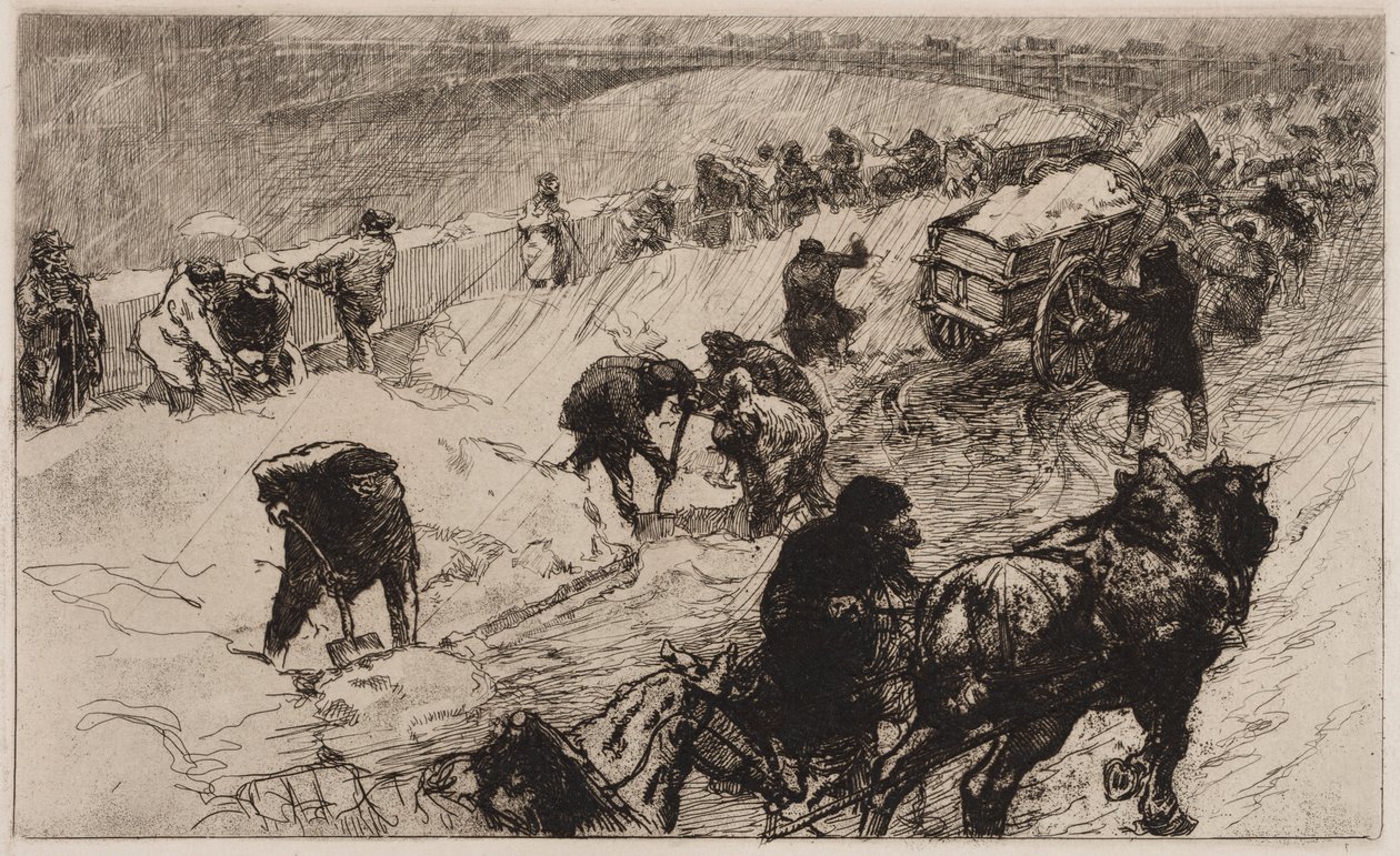 Walka na śnieżki: Quai aux Fleurs, 1890. autorstwa Auguste Louis Lepère