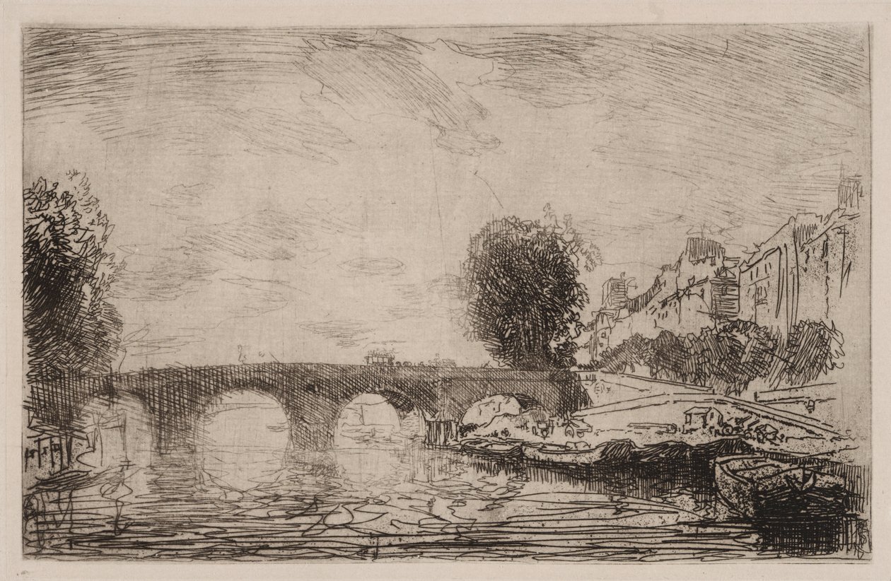Zachód słońca w Pont Marie autorstwa Auguste Louis Lepère