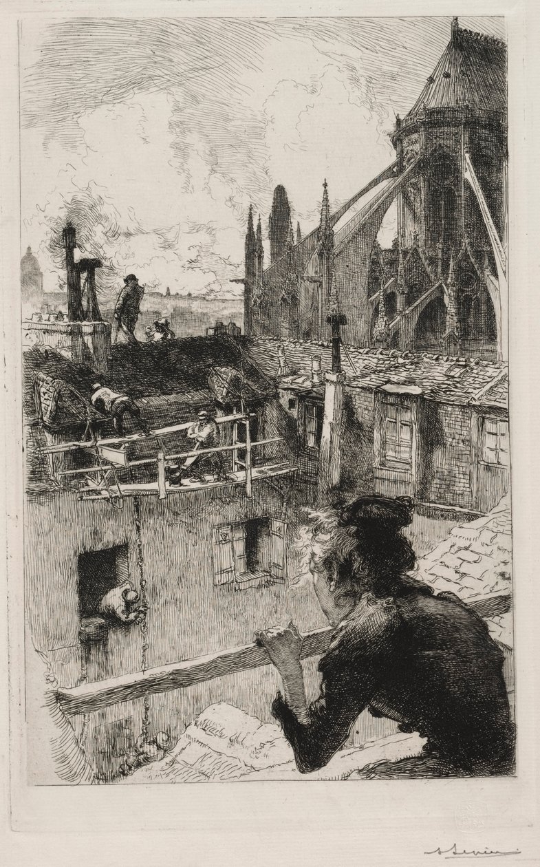 Na dachach w pobliżu Notre Dame autorstwa Auguste Louis Lepère