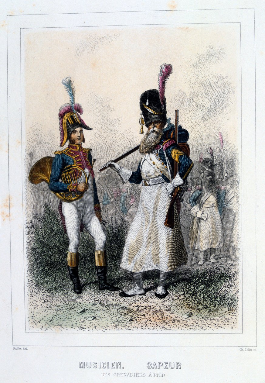 Muzyk i Saper Grenadierów-à-Pied, 1859. autorstwa Auguste Raffet