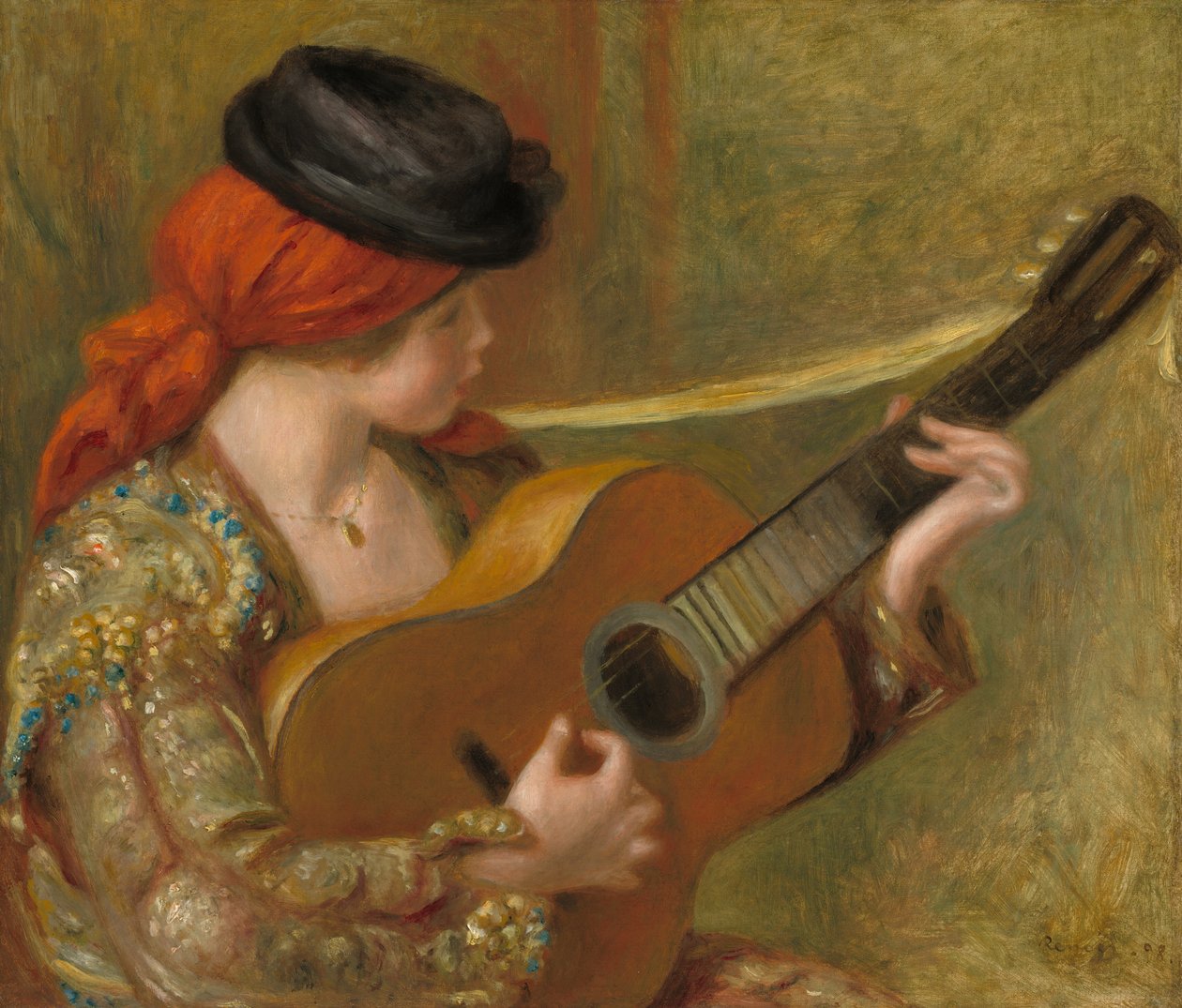 Młoda Hiszpanka z gitarą autorstwa Auguste Renoir