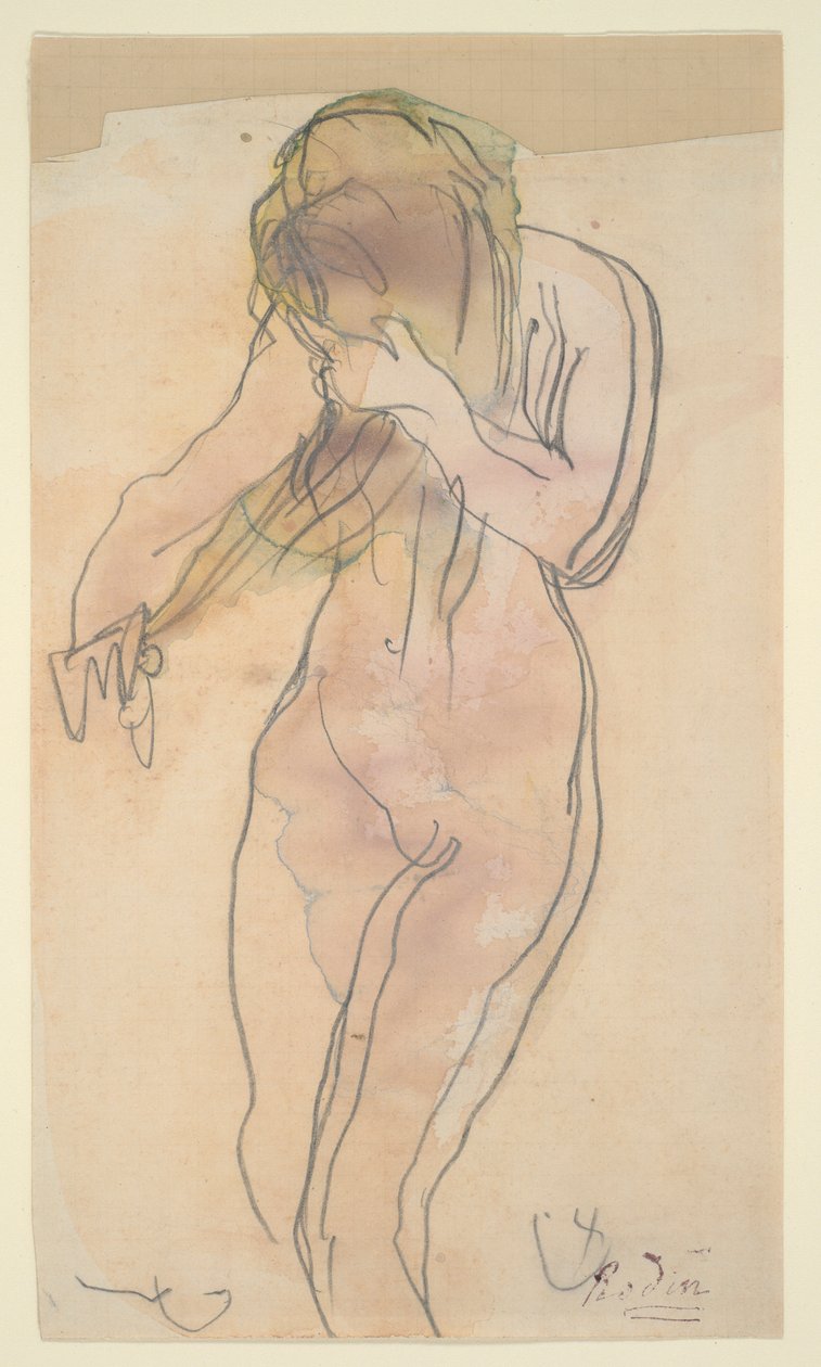 Studium nagości (stojąc, czesując włosy) autorstwa Auguste Rodin