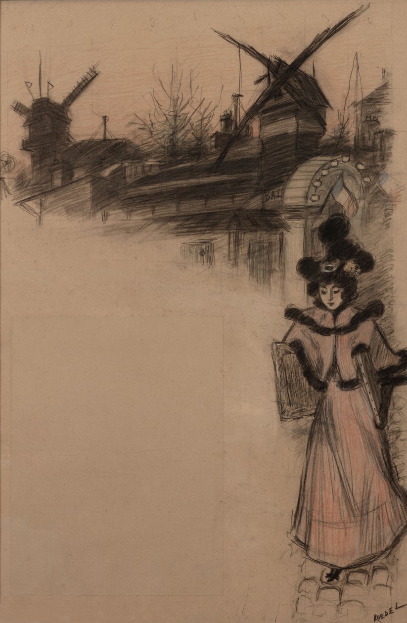 Studium Moulin de la Galette, 1896. autorstwa Auguste Roedel