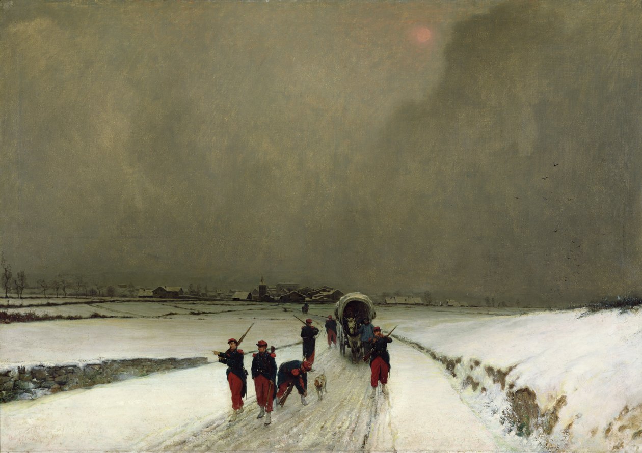 The Stragglers, Snow Effect, 1870 поли autorstwa Augustin Pierre Chenu