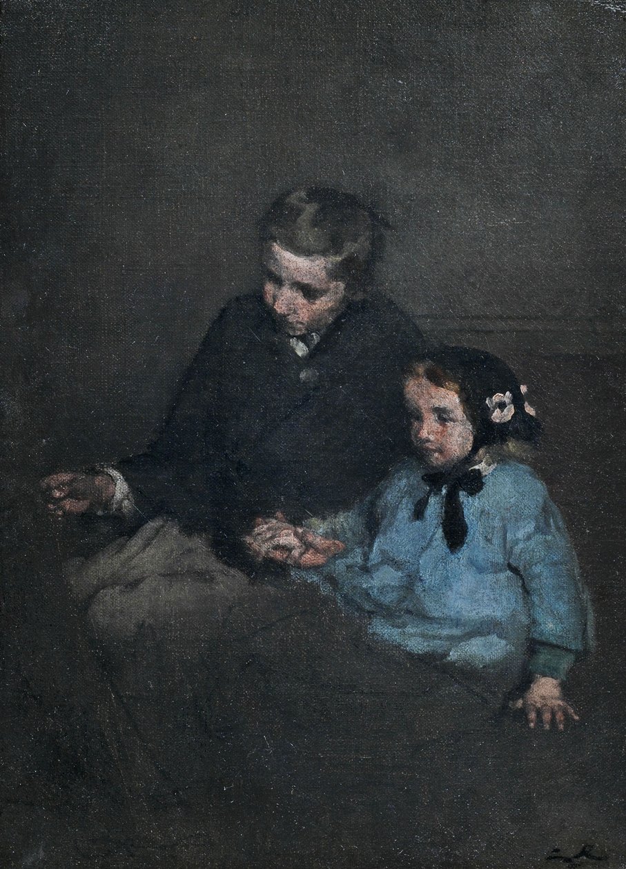 Para rodzeństwa, trzymająca się za ręce autorstwa Auguste Theodule Ribot