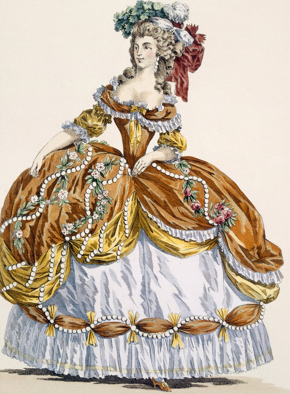 Wielka suknia dworska w nowym stylu, grawerowana przez Dupina, płyta 291 z „Galeries des Modes et Costumes Francais”, c.1778-87 autorstwa Augustin de Saint Aubin