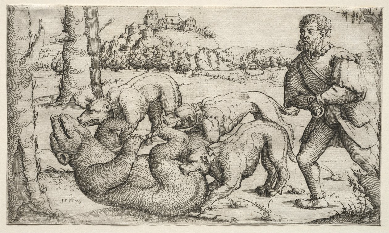Polowanie na niedźwiedzie, 1569. autorstwa Augustin Hirschvogel
