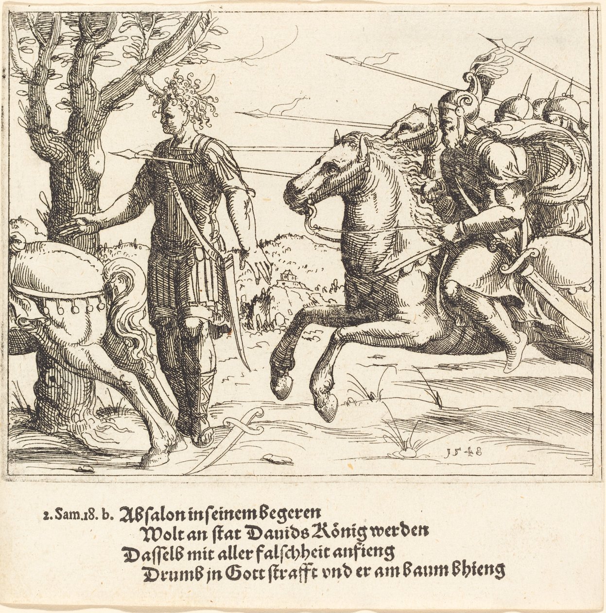 Absalom zabity przez Joaba, 1548. autorstwa Augustin Hirschvogel
