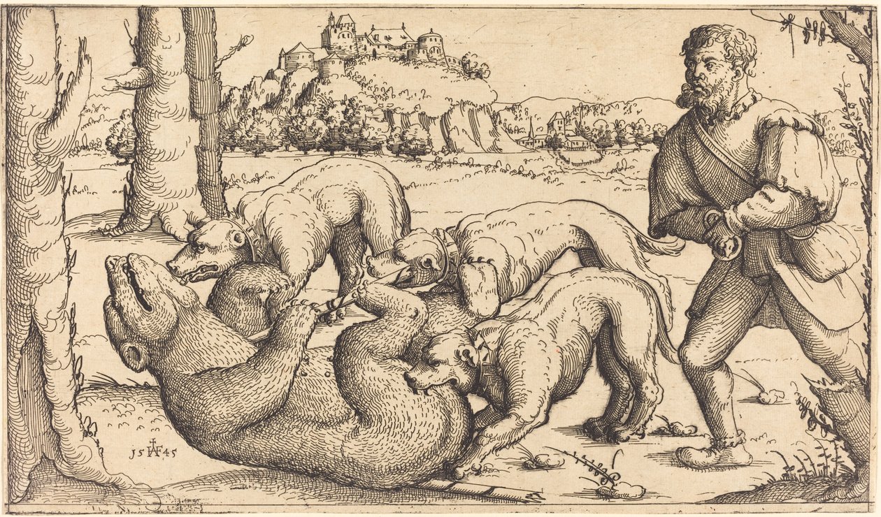 Polowanie na niedźwiedzie, 1545. autorstwa Augustin Hirschvogel