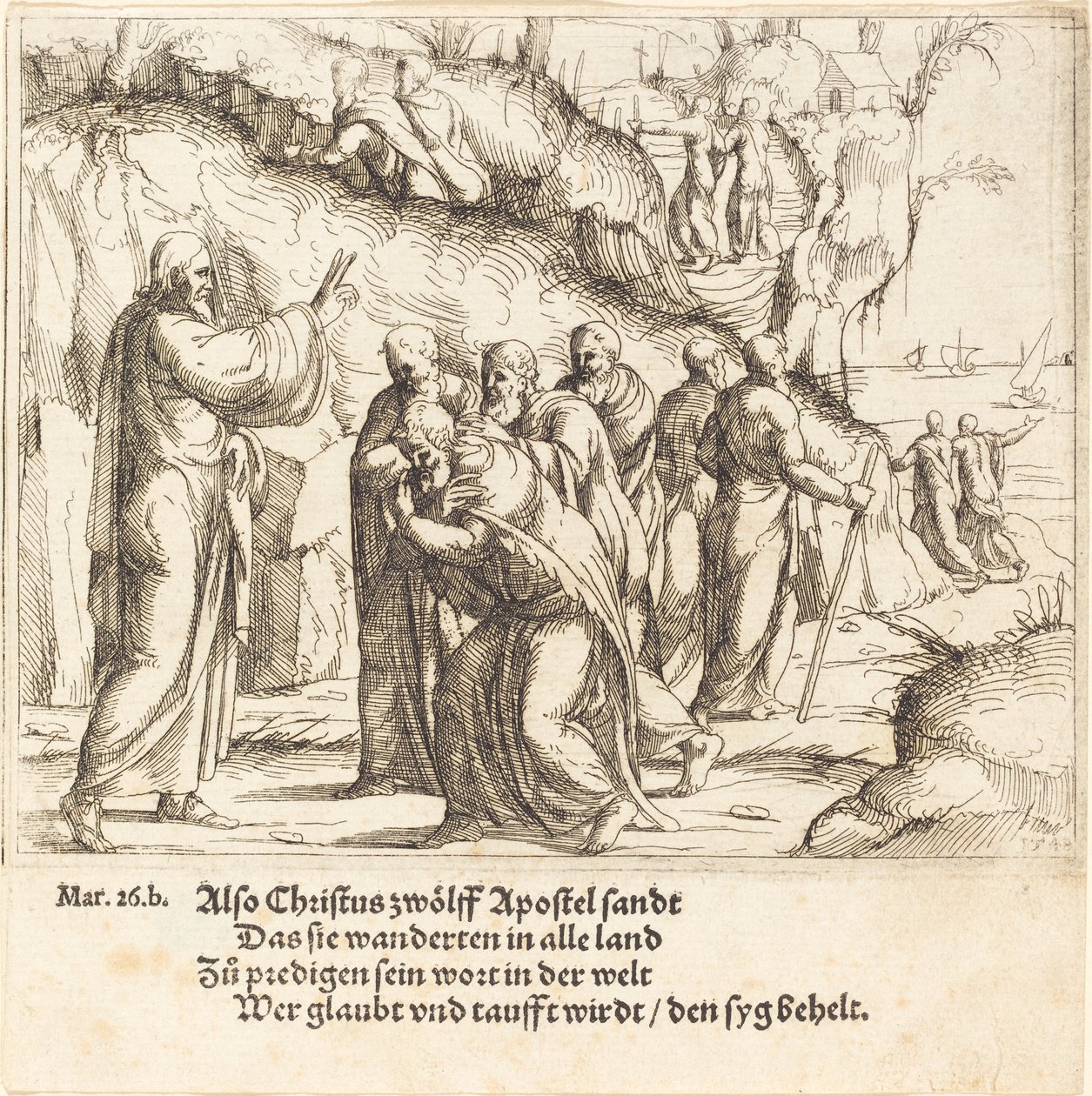 Chrystus oskarża apostołów o ich misję autorstwa Augustin Hirschvogel