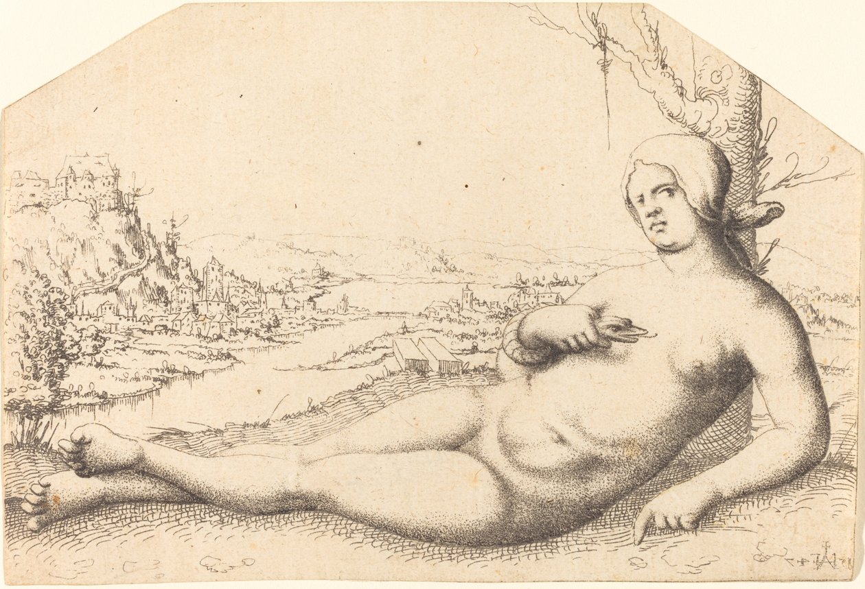 Śmierć Kleopatry, 1547. autorstwa Augustin Hirschvogel