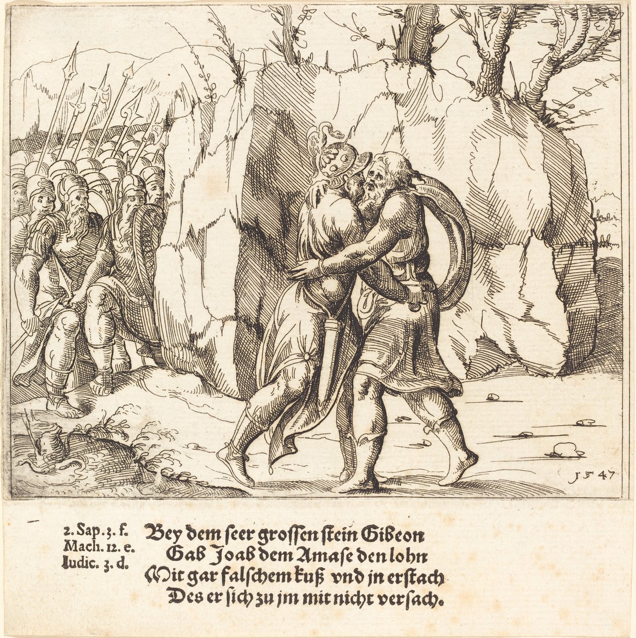 Joab zdradza Abnera, 1547. autorstwa Augustin Hirschvogel