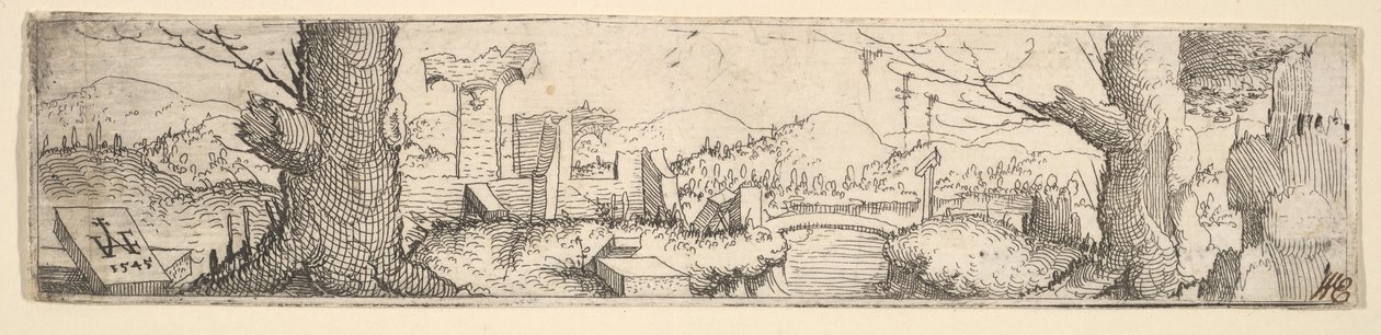 Krajobraz, 1545. autorstwa Augustin Hirschvogel
