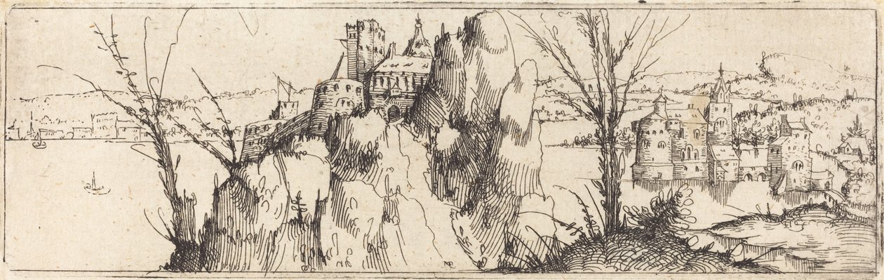 Krajobraz z jeziorem [płyta górna] autorstwa Augustin Hirschvogel