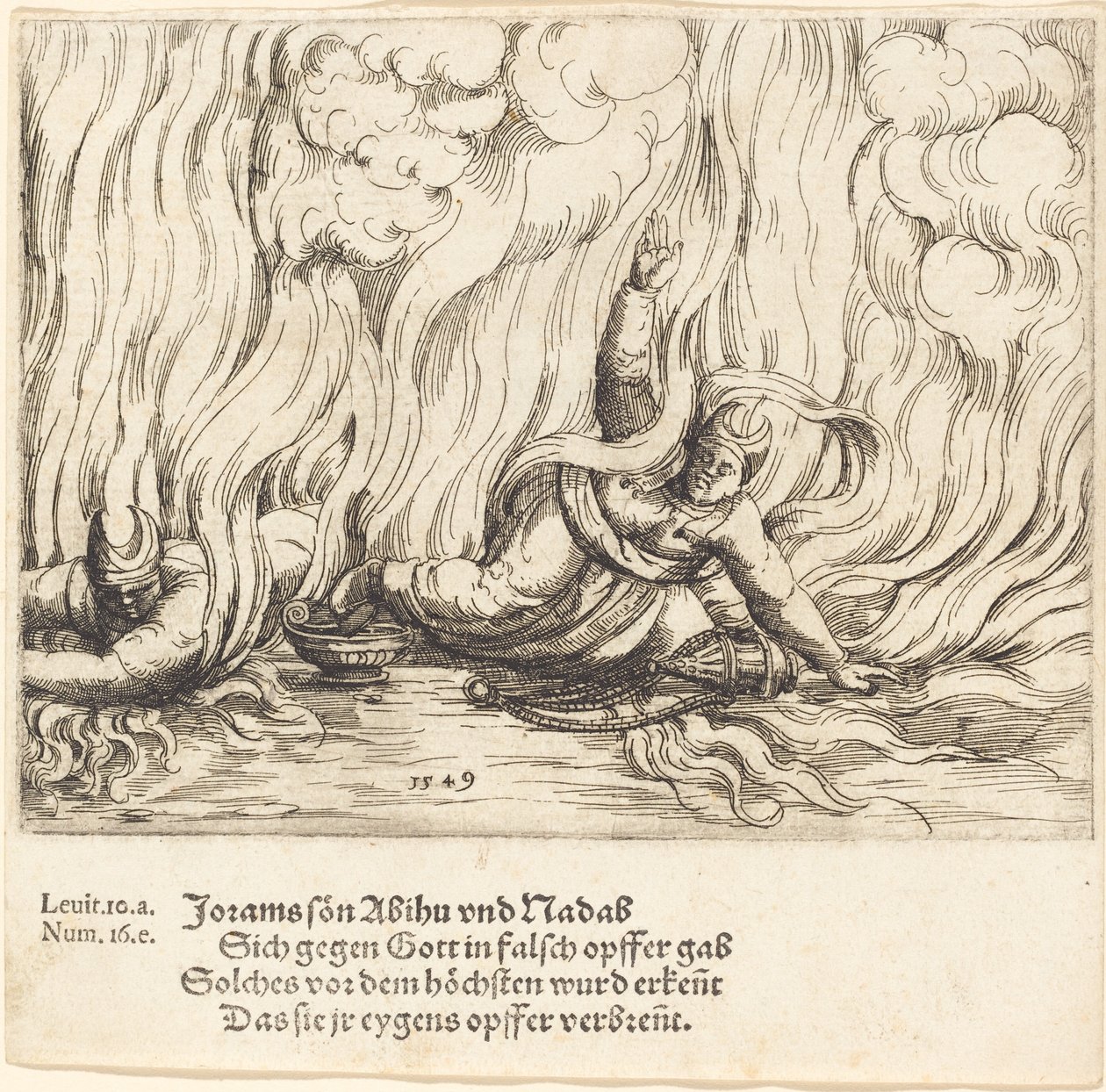 Nadab i Abihu, 1549. autorstwa Augustin Hirschvogel