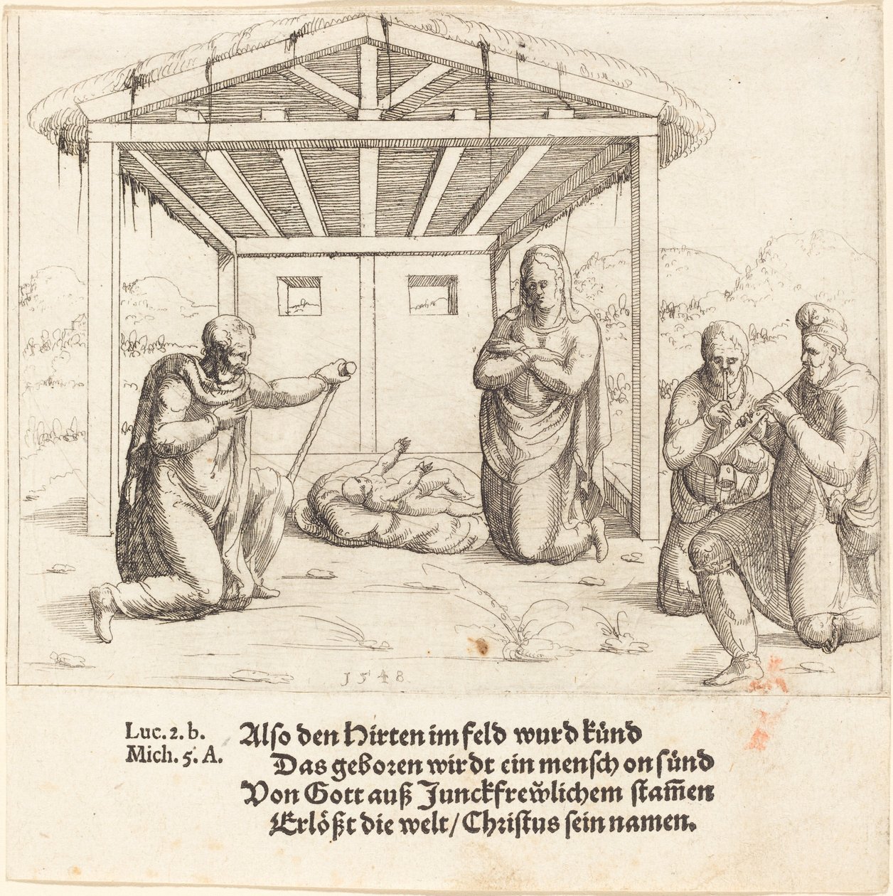Adoracja pasterzy, 1548. autorstwa Augustin Hirschvogel