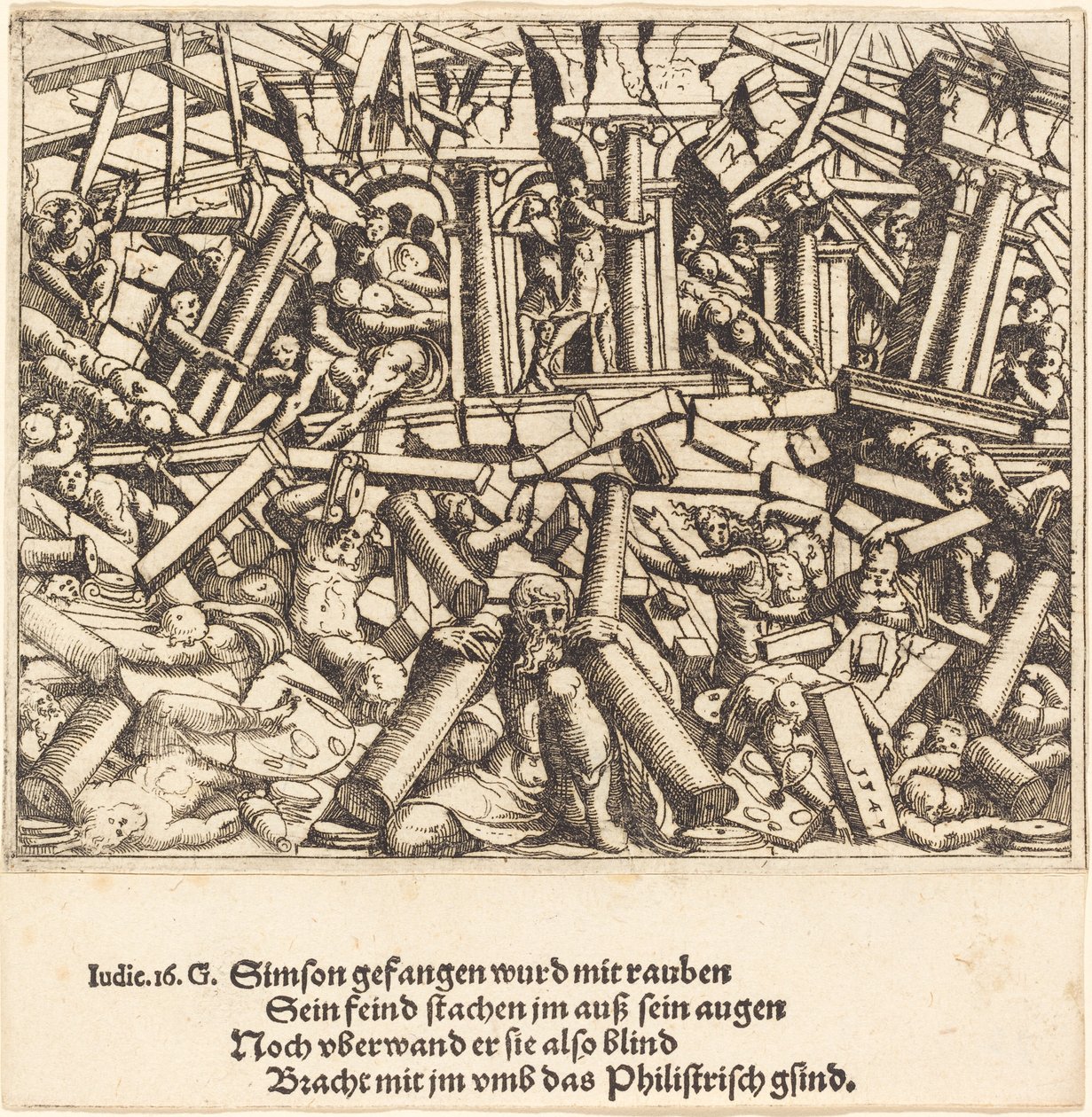 Śmierć Samsona, 1547. autorstwa Augustin Hirschvogel