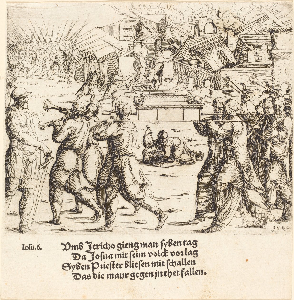 Upadek Jerycha, 1540. autorstwa Augustin Hirschvogel