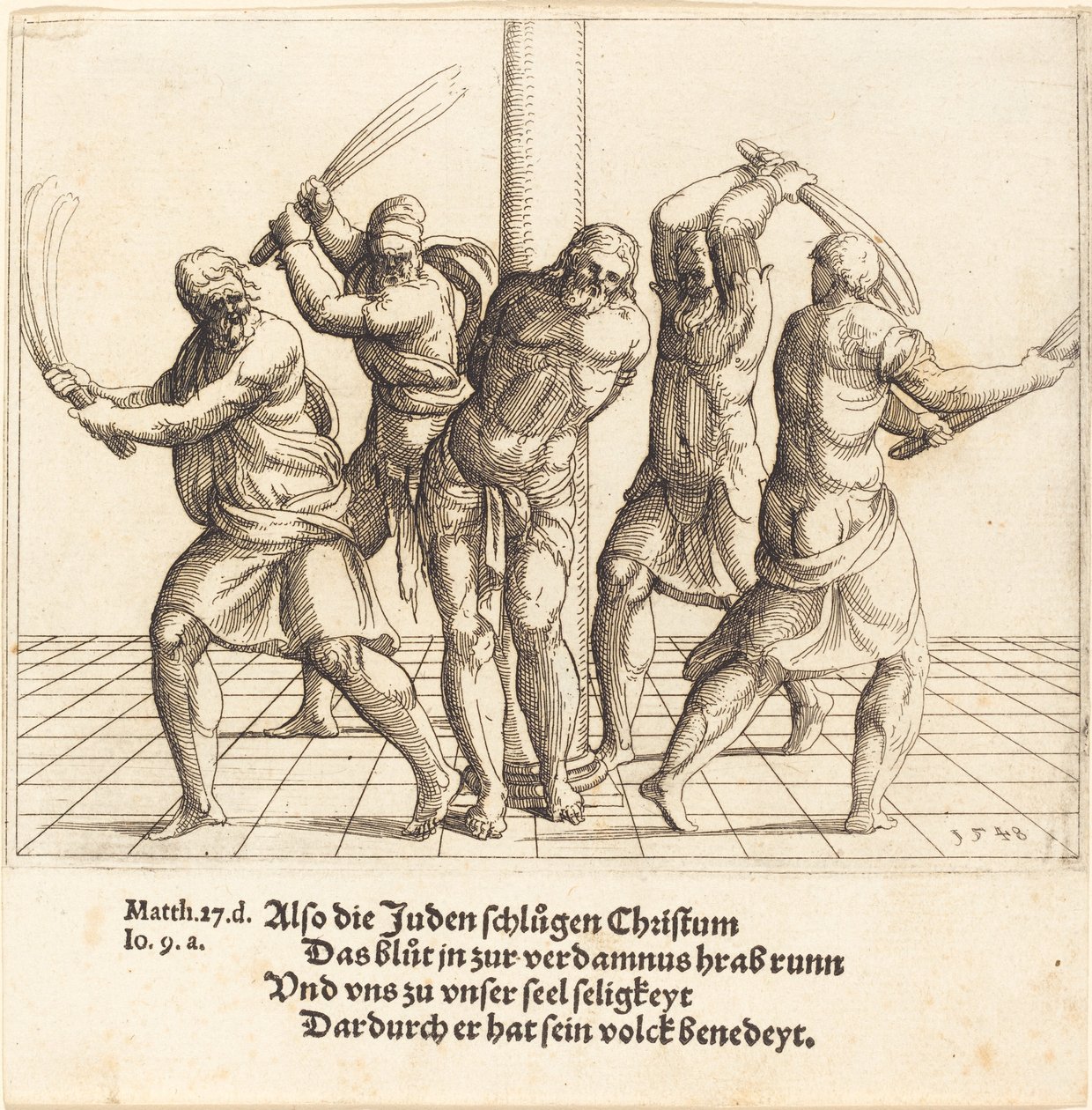 Biczowanie, 1548. autorstwa Augustin Hirschvogel