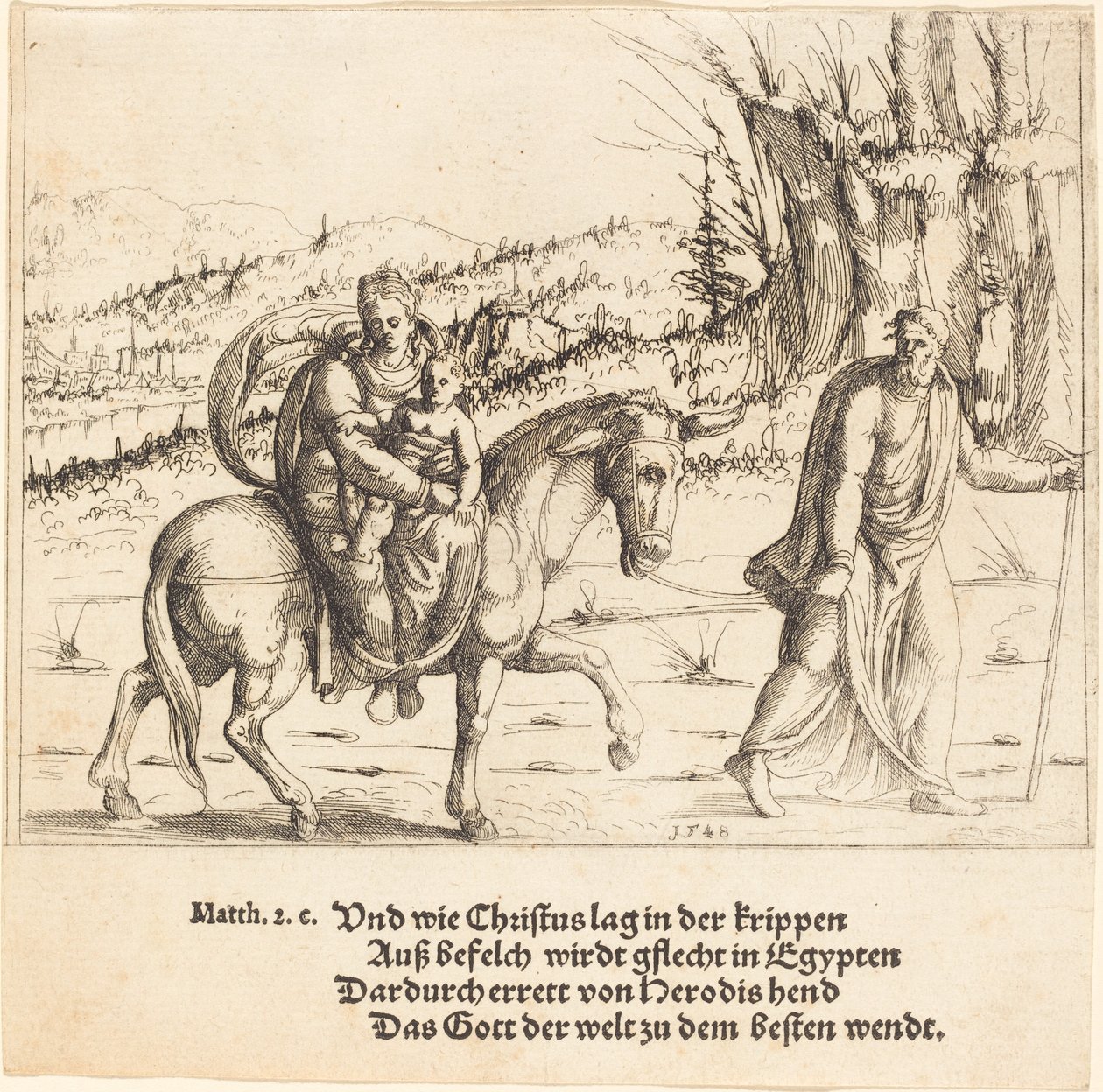 Ucieczka do Egiptu, 1548. autorstwa Augustin Hirschvogel
